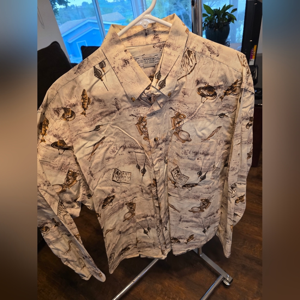 Vintage Print Button-Up Shirt